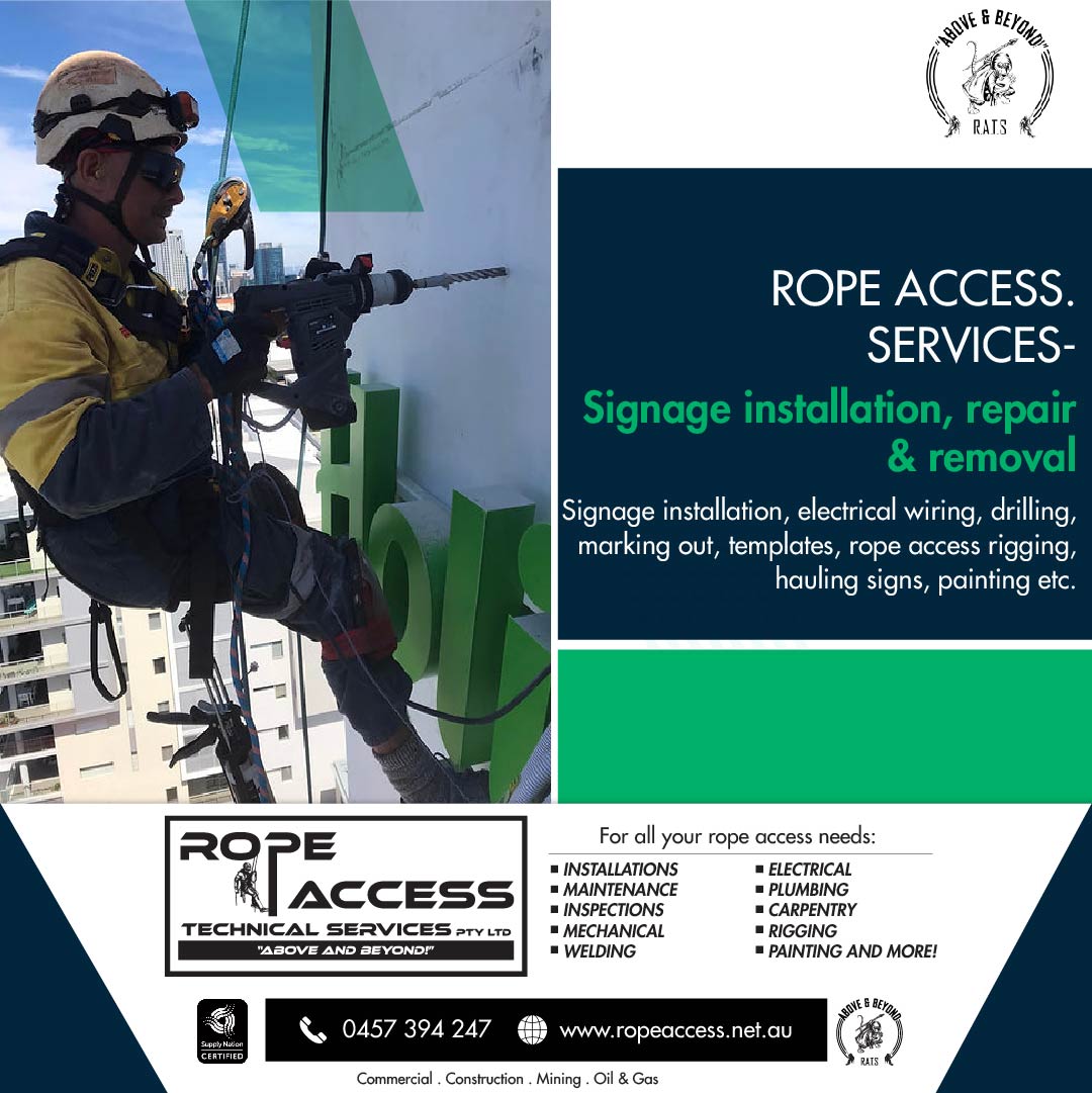 You are currently viewing Rope Access Signage Works – High Rise Installations, Repairs, Removals & Replacements.